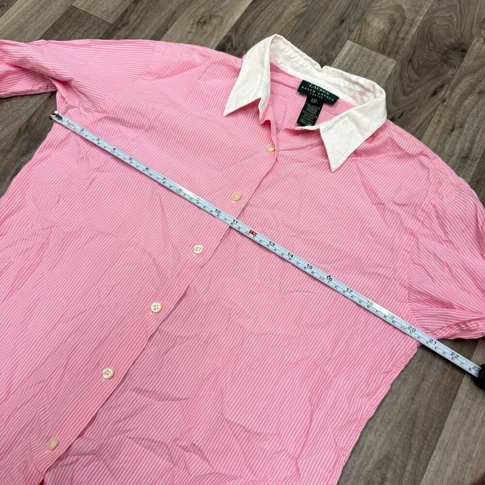 Ralph Lauren pink pinstripe contrast collared button down shirt blouse - Picture 6 of 6